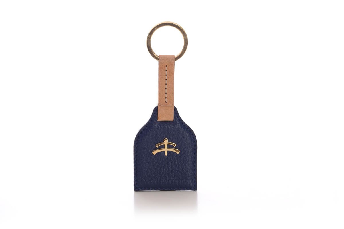 Stirrup leather Key Ring | leather | leather fashion | fashion accessories | leather accessories | key holder | keychain | Made in Italy | craftsmanship | Makebe | blue |