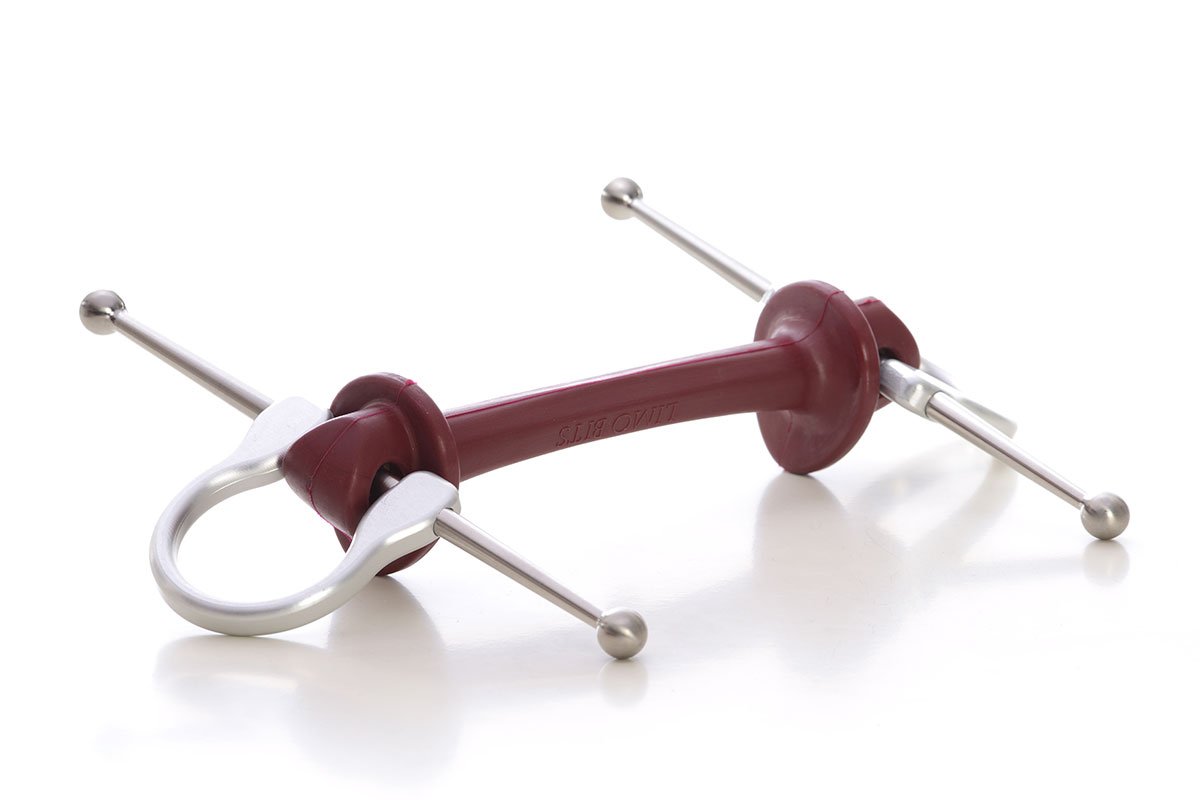 Full Cheek Long Bit | Makebe | Limobits | Technical | Thermoplastic elastomer | soft hardenss | silver | aluminium | stainless steel | out of solid | FEI approved | full cheeck long arms