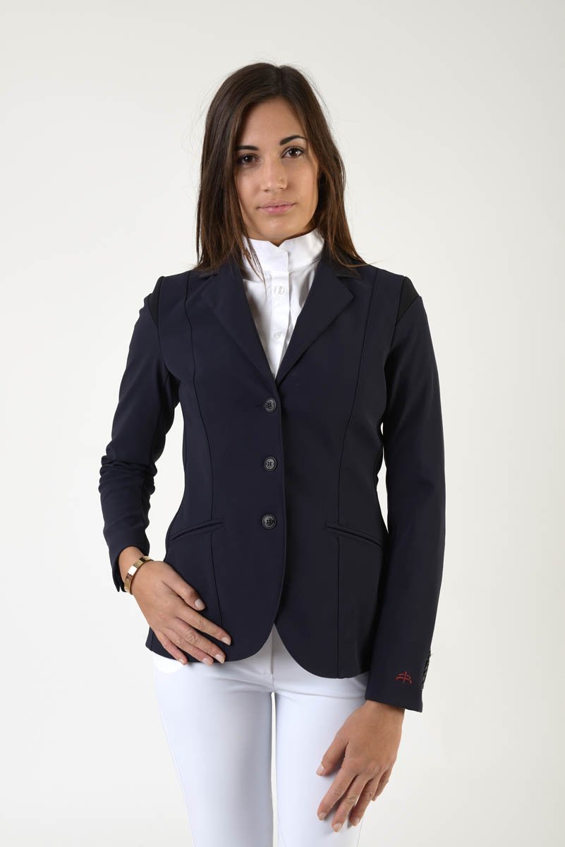Lady horse riding jacket | model ALTEA | tech fabric | technical materials | technical fabric | riding | equestrian | Makebe | Made in Italy | clothing | jacket | riding jacket | free movememt system | comfort | comfort of movements | elastic materials | riding elastic jacket | elegance | black |