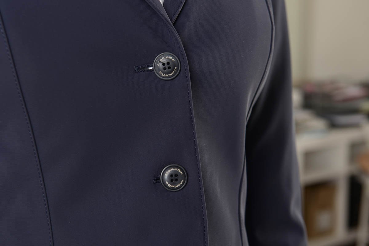 Lady horse riding jacket | model ALTEA | tech fabric | technical materials | technical fabric | riding | equestrian | Makebe | Made in Italy | clothing | jacket | riding jacket | free movememt system | comfort | comfort of movements | elastic materials | riding elastic jacket | elegance | blue |