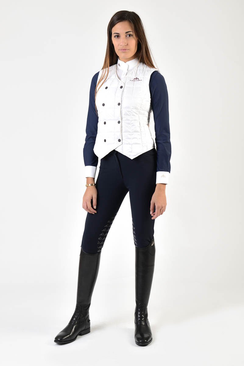 Ladies jacket | lady jacket | Body Warmer | model LADYBIRD | Makebe | clothing | equestrian | leisure time | sleeveless | padded | Made in Italy | white