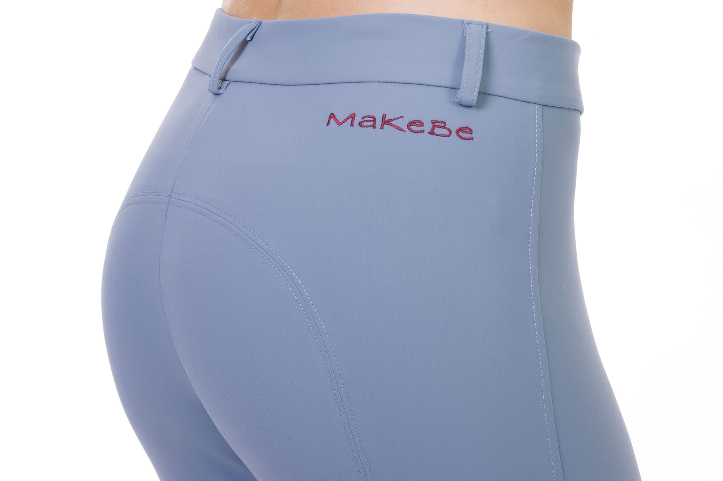 Ladies breeches | lady breeches | equestrian | riding breeches | clothing | grip | model PENELOPE | Makebe | made in Italy | comfort of movement | gel grip | technical materials | jump | jumping | middle waist | blue | light blue |