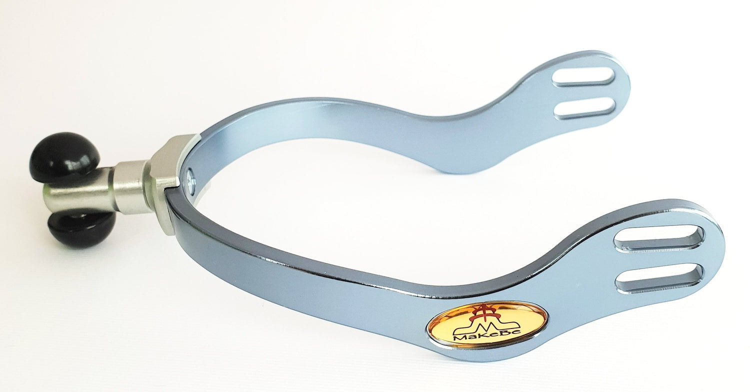 Spur with roller ball interchangeable kit | final interchangeable kit | final interchangeable | spur | technical | Makebe | equestrian | riding | horse | combinations of terminals | terminals | Lightweight | Durable | Ergonomic | light blue |