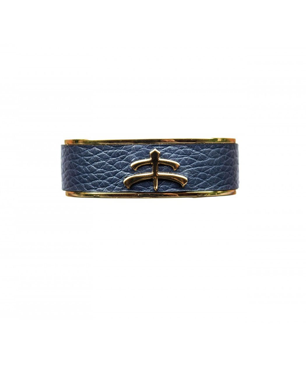 Leather and brass | bangle | Makebe | bracelet | fashion accessories | Made in Italy | riding fashion | calfskin | blue |