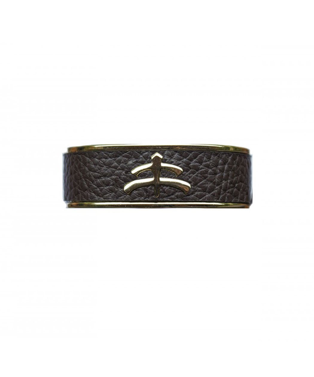 Leather and brass | bangle | Makebe | bracelet | fashion accessories | Made in Italy | riding fashion | calfskin | black |