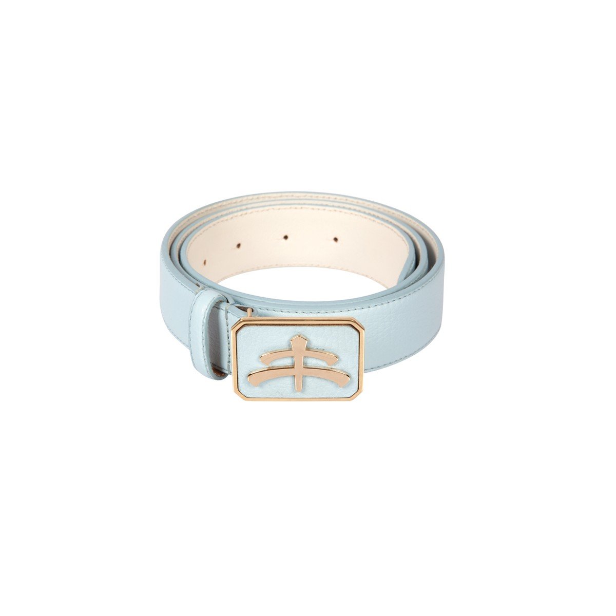 Leather and brass Belt | light blue