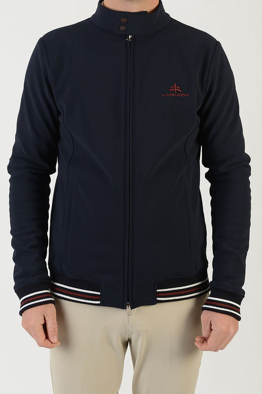 Men bomber | technical fabric | man bomber | model NICK | clothing | Makebe | equestrian | leisure time | blue |