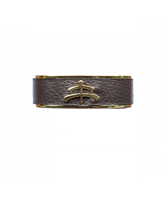 Leather and brass | bangle | Makebe | bracelet | fashion accessories | Made in Italy | riding fashion | calfskin | brown |